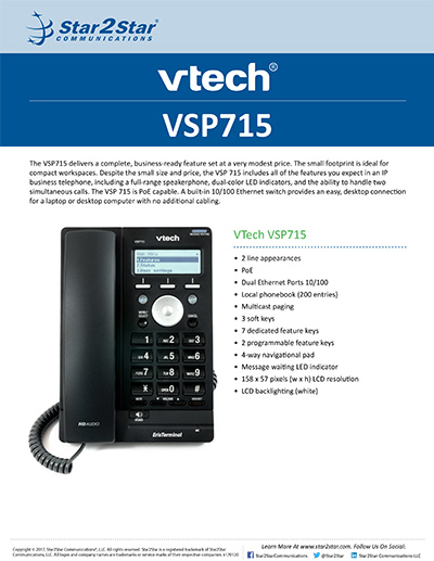NIB WARRANTY Vtech VSP715 ErisTerminal Deskset VoIP Phone and Device HD Audio 