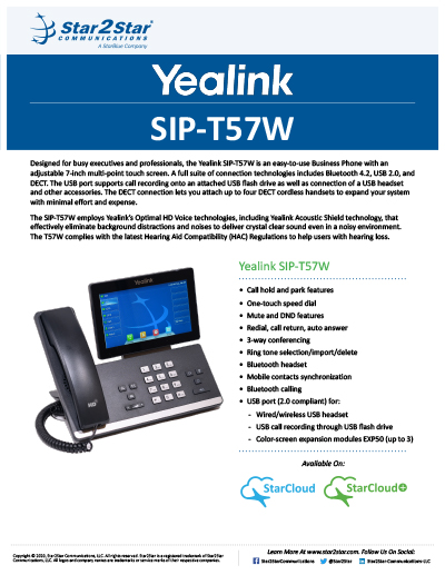 Yealink T57W | Star2Star Communications Knowledge Base