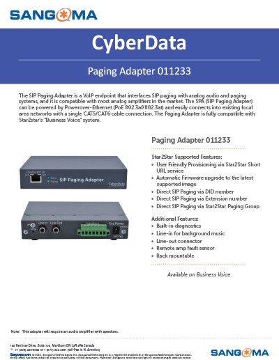 CyberData Paging Adapter 011233